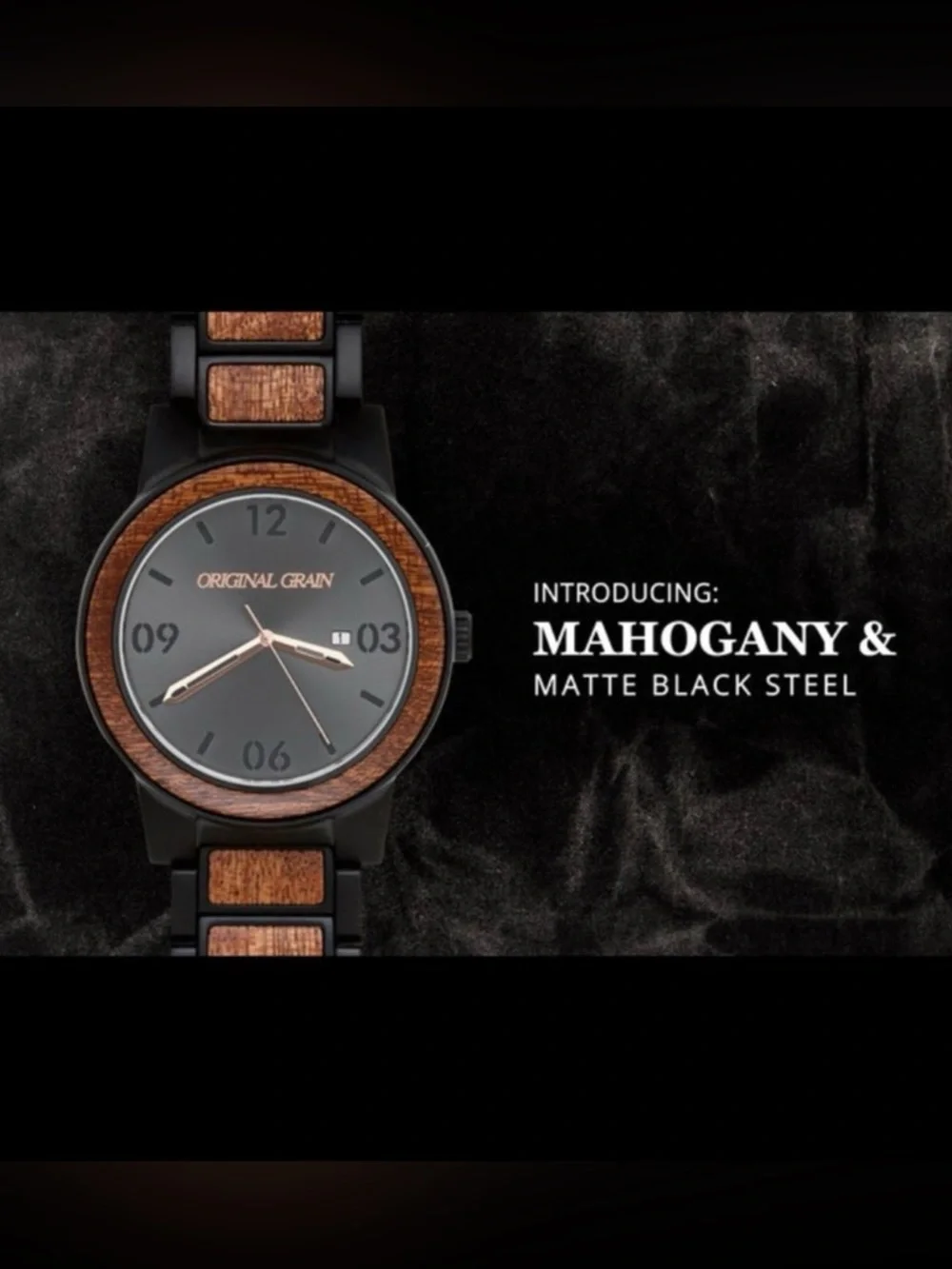Original Grain Men's‎ Sapele Barrel Black Dial Scuffed Needs Battery